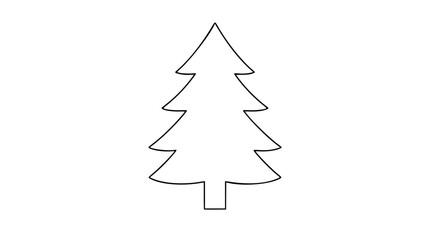 Obraz premium Elegant pine tree vector icon, hand-traced black outline evergreen illustration for forest, nature, holiday, woodland, ecology, camping, winter, greeting cards, web, app, print, scalable SVG
