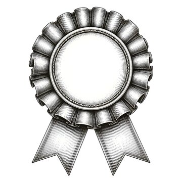 Metallic award ribbon with circular center and two ribbons