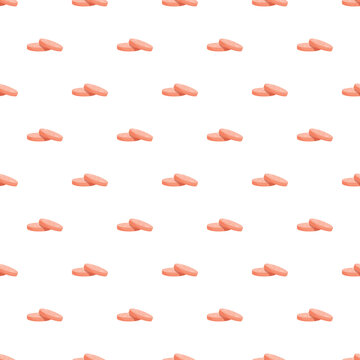Meat sausage slices forming a simple food ingredient seamless pattern