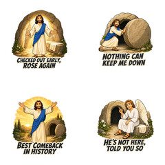 Obraz premium Jesus Resurrection Sticker Set Isolated