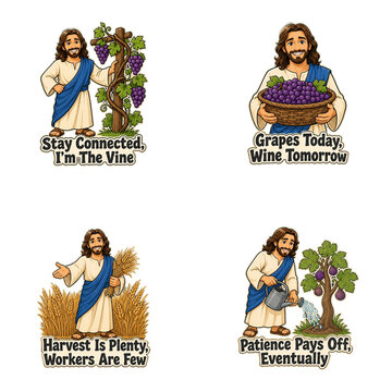 Jesus Christian Parables Illustration Set