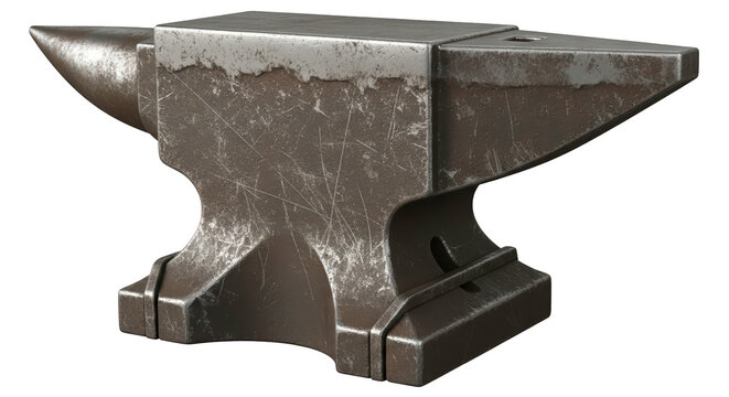 Heavy blacksmith anvil, traditional metalworking tool and forged iron crafting concept