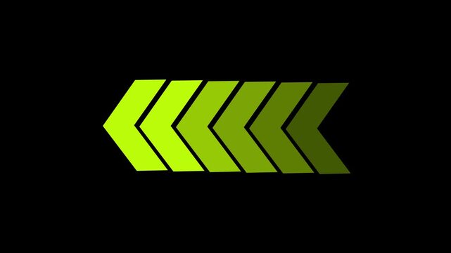 Right-directional arrow loop animation on black background. arrow loop animation right direction concept, arrow loading icon animation. pk video layer