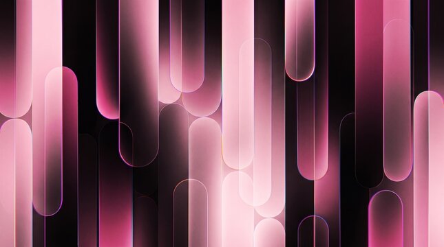 Luxury Pink Glass Abstract Design with Transparent Vertical Capsule Elements