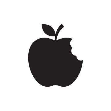 Bitten apple silhouette vector flat illustration design on white background.