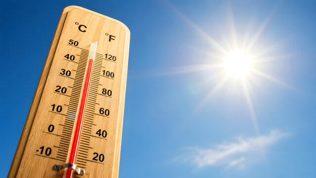 Thermometer Under Blazing Summer Sun