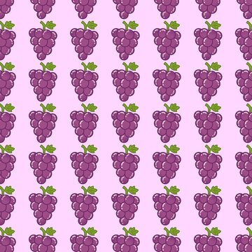 Plump Purple Grape Fruit Seamless Pattern