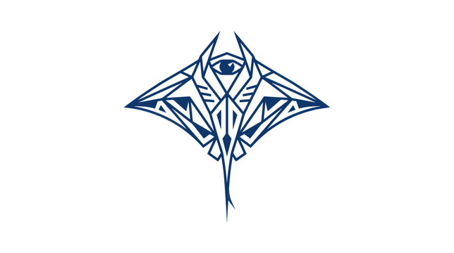 Geometric Stingray Tattoo Design, Tribal Ocean Creature, Mystical Animal Art