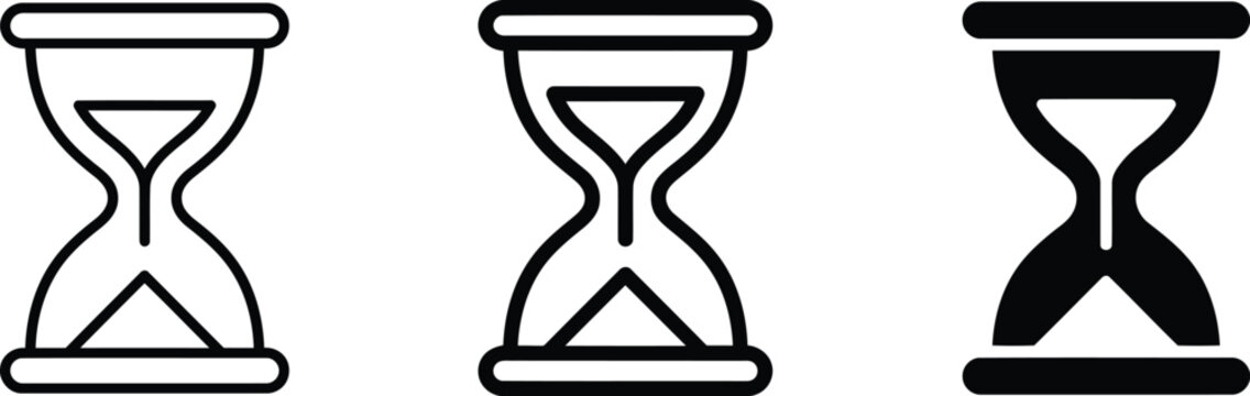 Three hourglass icons with different orientations