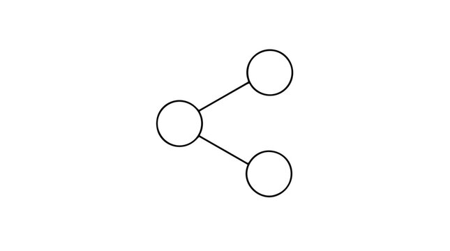 Minimal share node cluster vector icon, hand drawn outline circles linked by clean strokes for social media sharing, network diagrams, interface buttons, data connections and scalable web graphics