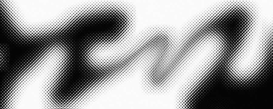 Abstract black and white halftone wave background banner