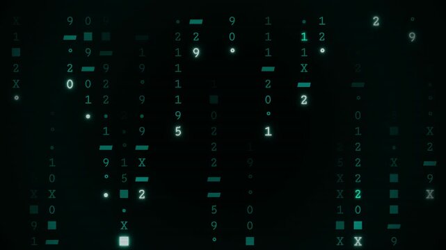 Classic Matrix Digital Rain Green Cyberpunk Code Seamless Loop. Cyber Security Hacker Green Code Screen Overlay Loop