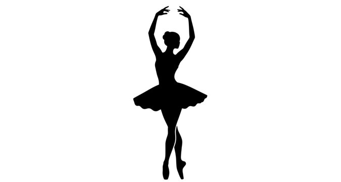Ballerina dancing pose silhouette on transparent background