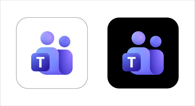 New Microsoft Teams app icon in original style. Vector icon isolated on transparent background. Illustrative editorial use.