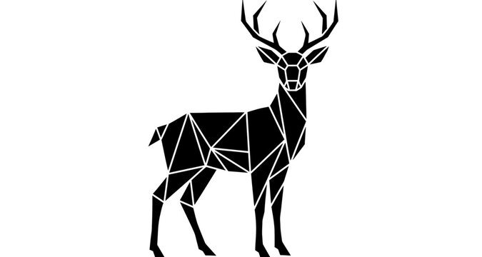 Geometric deer silhouette on transparent background
