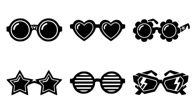 Various fun and playful party glasses vector graphic designs
