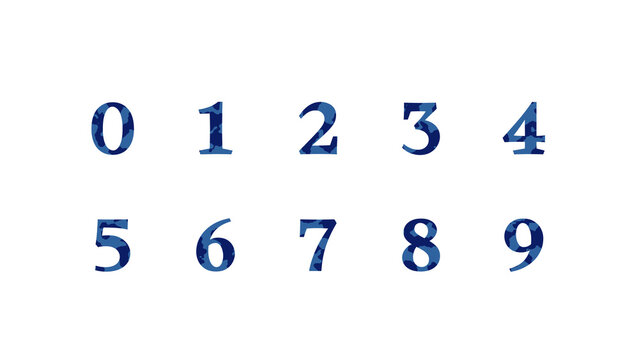 Blue camouflage numeric set isolated on white