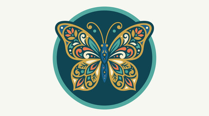 Colorful butterfly logo on circle background. © Abhinaya Project