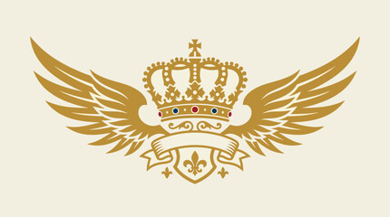 Golden crown with wings logo symbol. © Abhinaya Project