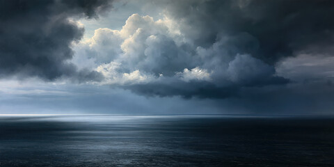 Fototapeta premium Dramatic Stormy Seascape with Towering Clouds