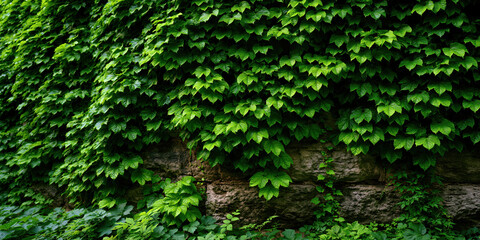 Fototapeta premium Lush Green Leaves on a Tree Trunk