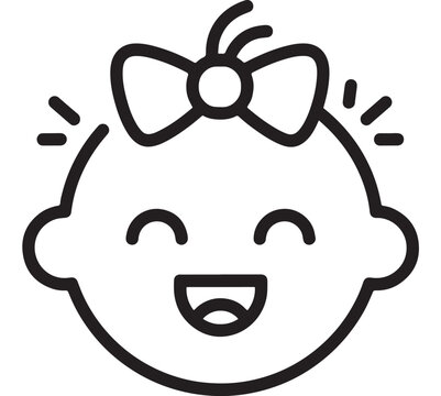 Cartoon Illustration of a Cheerful Ghost Face Icon with Bold Outline and Simple Black and White Line Art, Isolated on White