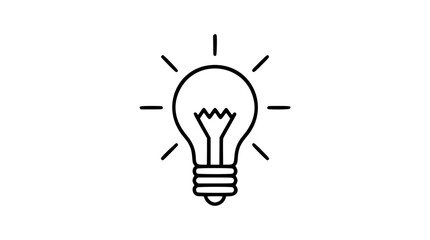Radiant light bulb vector icon with shine rays, zigzag filament and bold black outline, minimalist idea illustration for invention, insight, business creativity and smart solutions © Hamza