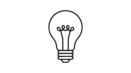 Classic light bulb vector icon in bold black outline, hand-drawn idea illustration with glass shape, coiled filament and screw base, scalable SVG style for innovation, energy and creativity design © Hamza