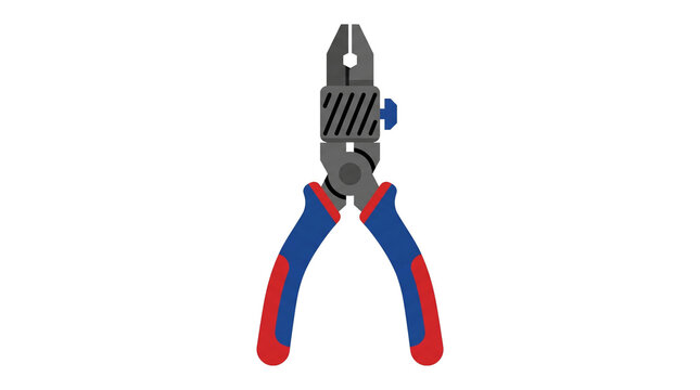 Flat vector illustration of a wire stripper and crimping tool isolated on a white background