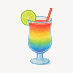 Fototapeta premium Colorful tropical cocktail illustration.