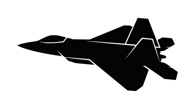 Black silhouette of a modern stealth fighter jet