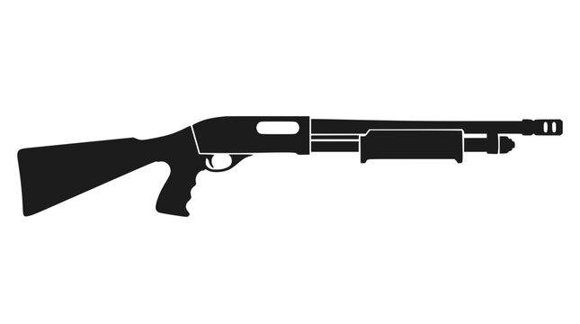 Black silhouette of a pump action tactical combat shotgun.