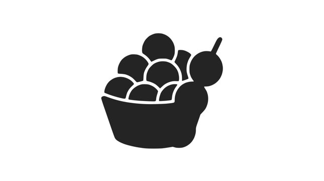 Bowl of olives with toothpick silhouette icon.