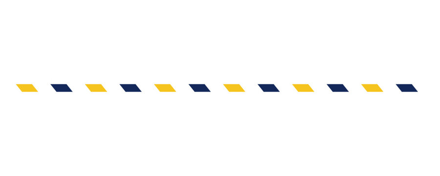 Horizontal row of alternating yellow and navy blue parallelogram shapes, isolated with transparent background