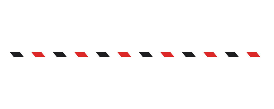 Horizontal row of alternating black and red parallelogram dashes, isolated on a white background line