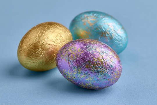 Chocolate Easter Eggs Wrapped in Pastel Foil