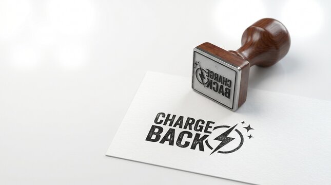 Chargeback rubber stamp on white paper, financial dispute and refund concept, wooden handle stamper with charge back text for banking and commerce