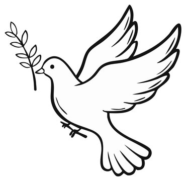 Dove of peace carrying an olive branch, symbol of harmony and goodwill