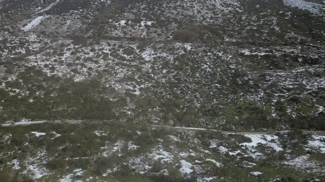 Aerial View of Snowy Serra da Estrela Mountains Portugal