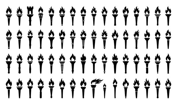 Torch Flame Vector Bundle Black Fire Silhouette Collection