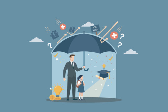 Family Education Insurance and College Savings Protection Concept Vector, Education Insurance Concept
