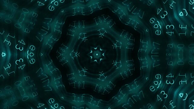 Kaleidoscopic hexadecimal code numbers abstract background
