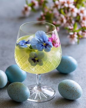 Pastel Easter Cocktail with Edible Flowers