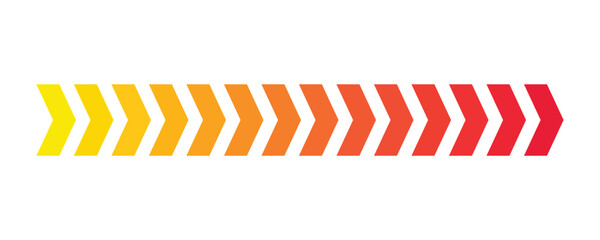 Obraz premium Gradient Chevron Arrow Line with Yellow to Red Colors in a Straight Row