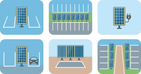 Fototapeta premium Solar panel, renewable energy, eco friendly, sustainable power, green technology icons