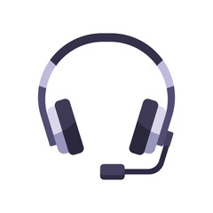 Wireless headset with padded earcups, adjustable headband, and slim boom microphone, hands-free audio device for calls, gaming, meetings, and customer support, colorful illustration © point of BORT