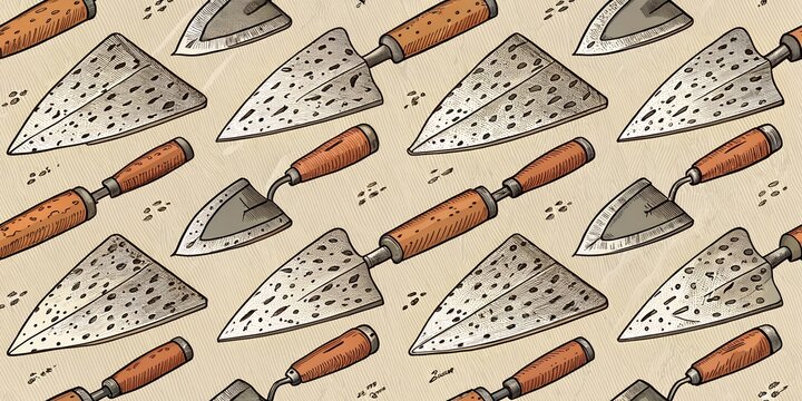 seamless pattern with brick trowel