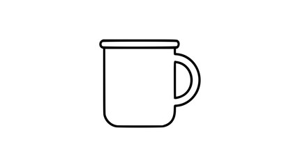 A clean black and white line art vector icon of a simple coffee mug, ready for coffee shop branding, brunch menus, cozy blogs, or cafe decor. © Mdatikul
