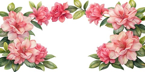 Obraz premium Pink and peach flowers bouquet arrangement - Beautiful cluster of pink and peach flowers with green leaves, perfect for decorative or greeting card use.