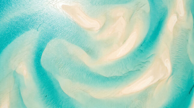 Aerial of Turquoise Sandbar Swirls